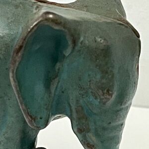 Vintage Antique Cast Iron Coin Bank Green Elephant